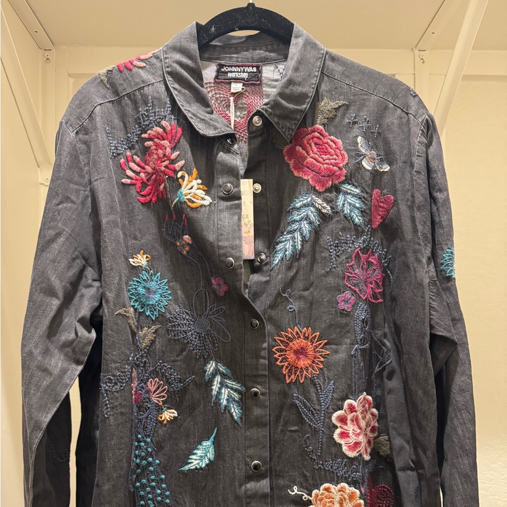 Johnny Was Lina Frayed Basic Shirt